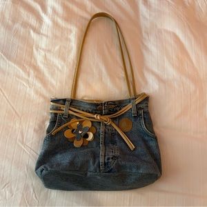 y2k made in italy lee jeans denim flower purse
